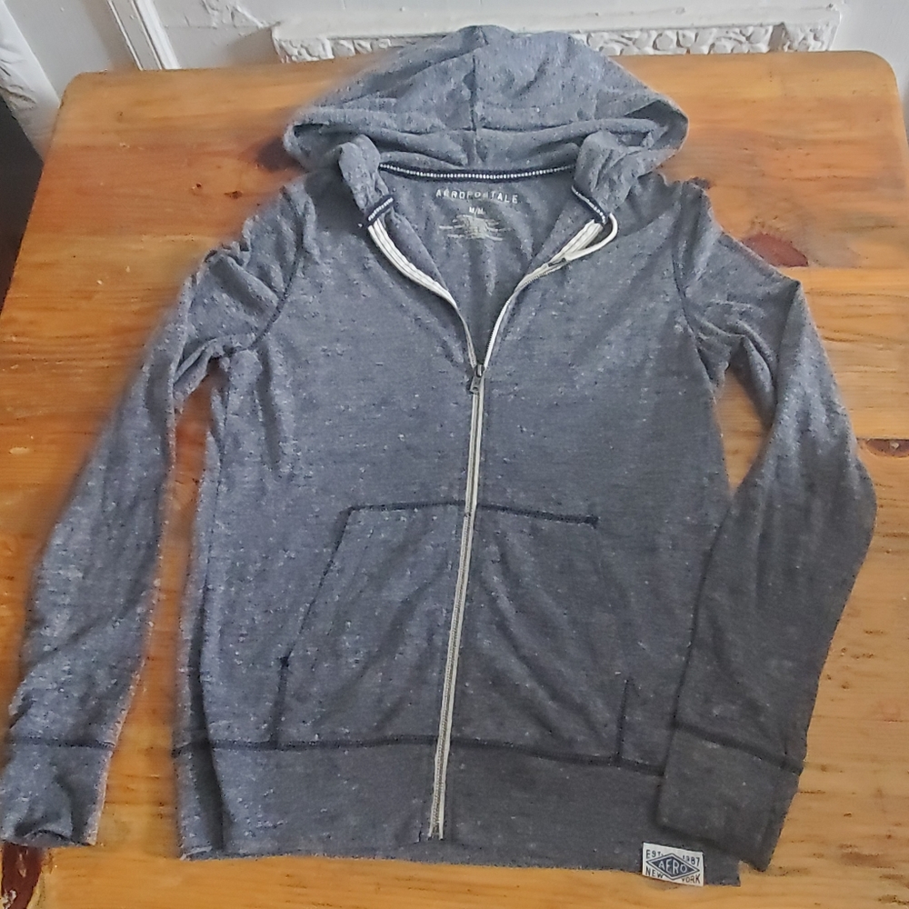 Aeropostale Gray Zip Front Hoodie Med